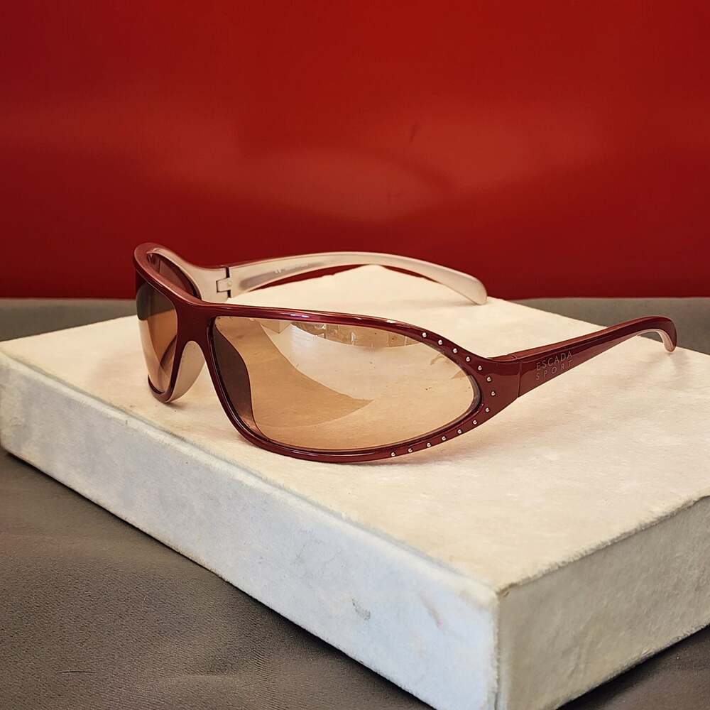 Escada Sport Red Wrap Around Rhinestone Studded Sunglasses